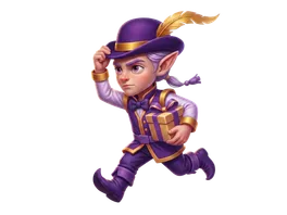 The elf running with a gift